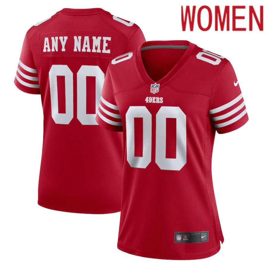 Women San Francisco 49ers Nike Scarlet Game Custom NFL Jersey->customized nfl jersey->Custom Jersey